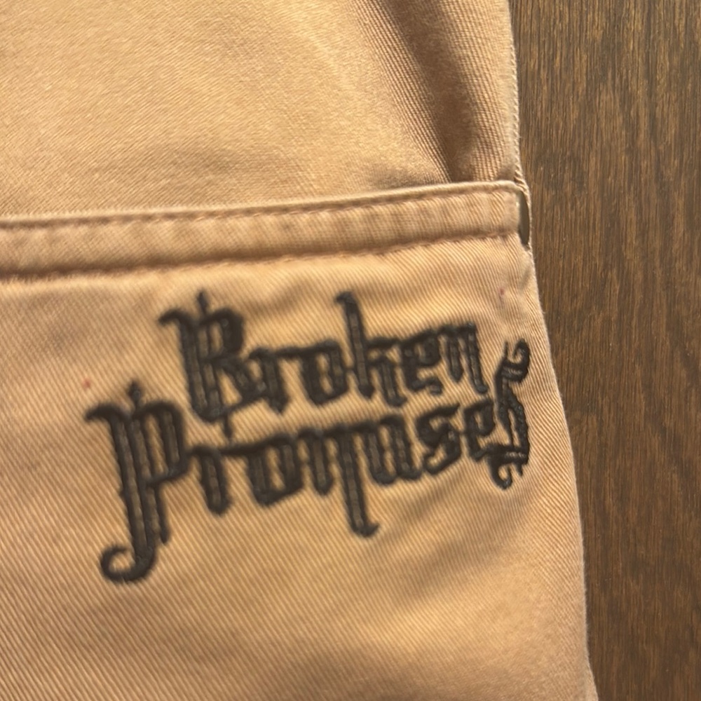 Tan Relaxed Jeans with Intricate Design